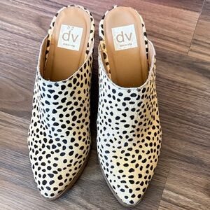 Dolce Vita Black and Tan Spotted Mules
